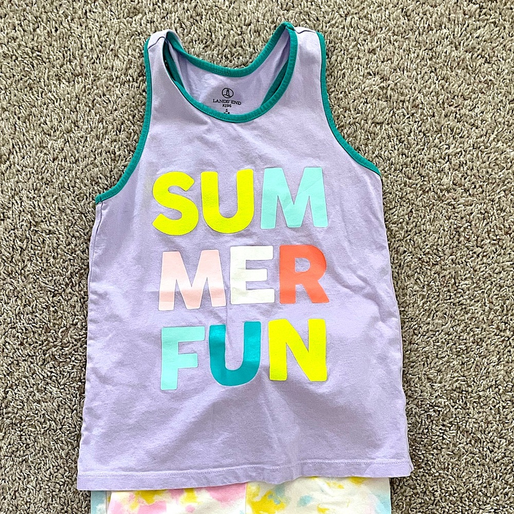 Lands’ End ☀️SUMMER FUN Girls Racerback Tank Top Size 7/8 Small